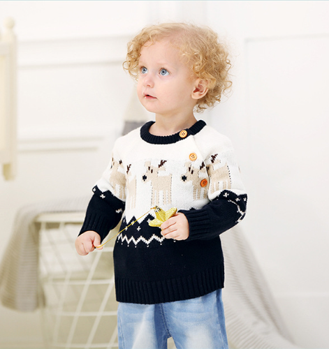 Baby Boy/Girl Christmas Style Cute Elk Pattern Long Sleeve Knitted Sweater-kissminis