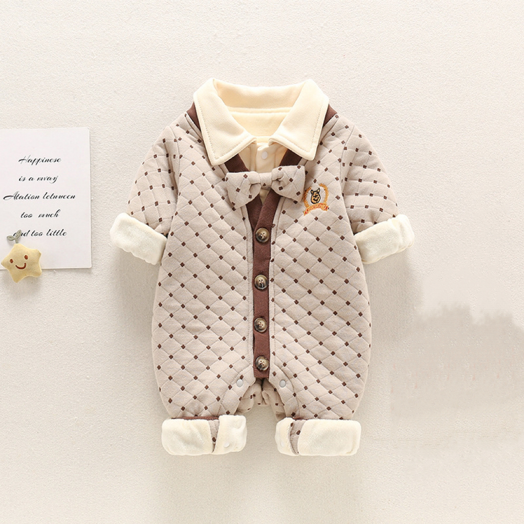 Baby Girl Polka Dots Stripes Mock Two-pieces Long Sleeve Romper-kissminis