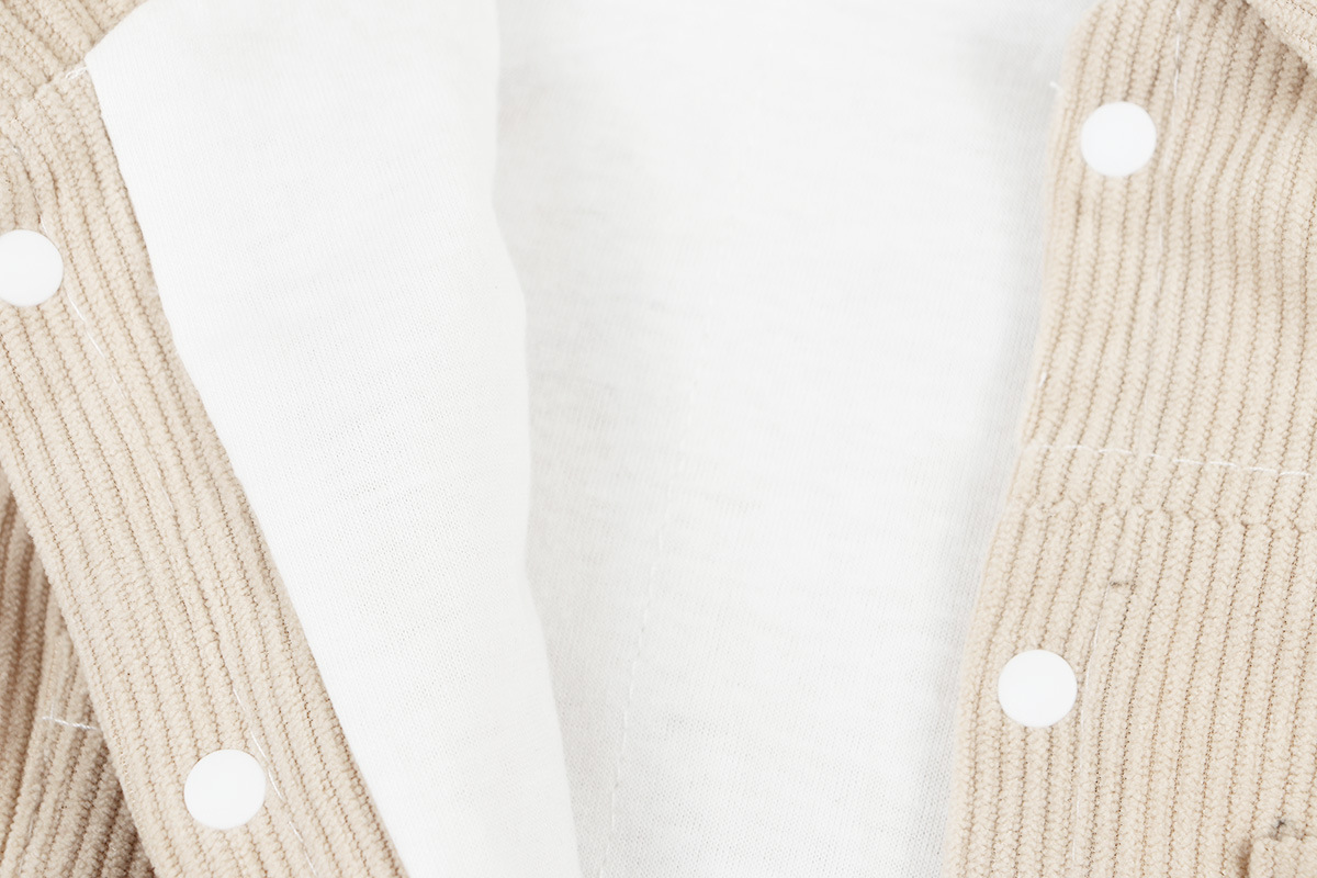 Baby Bear Pattern Solid Color Corduroy Romper-kissminis