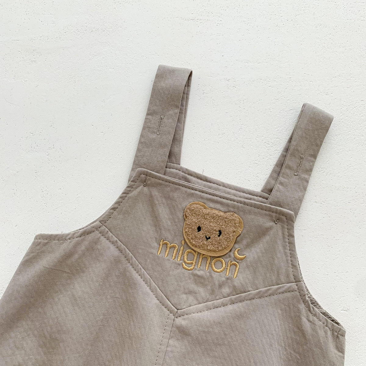 Baby Boy/Girl Bear Embroidery Print Bodysuit-kissminis