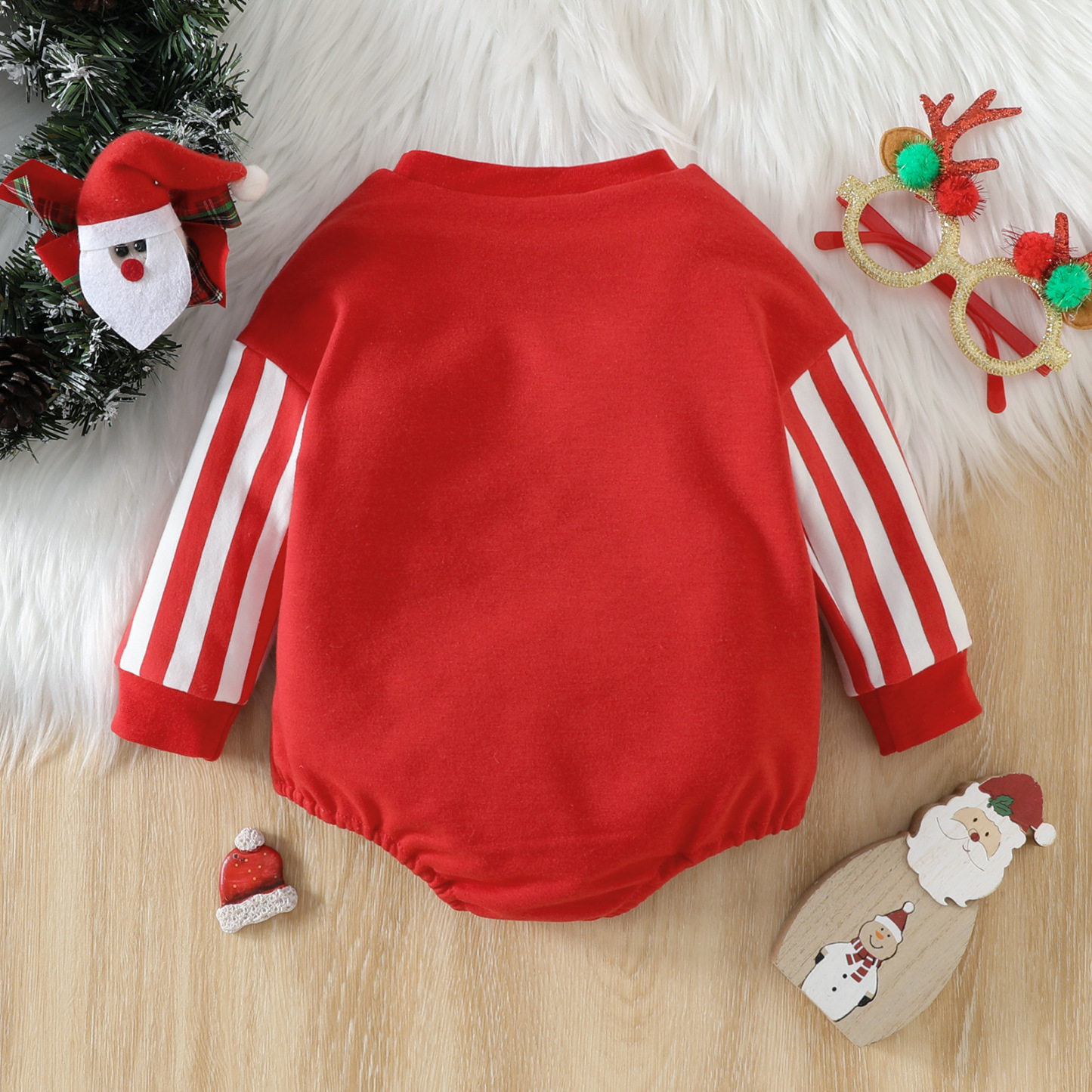 Baby Boy/Girl Christmas Santa Claus Pattern Long Sleeve Bodysuit-kissminis