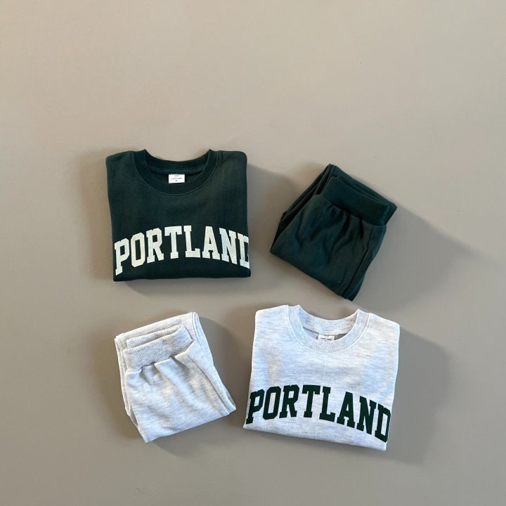 2pcs Toddler 'PORTLAND' Crew Neck Sweatshirt and Pants Set-kissminis