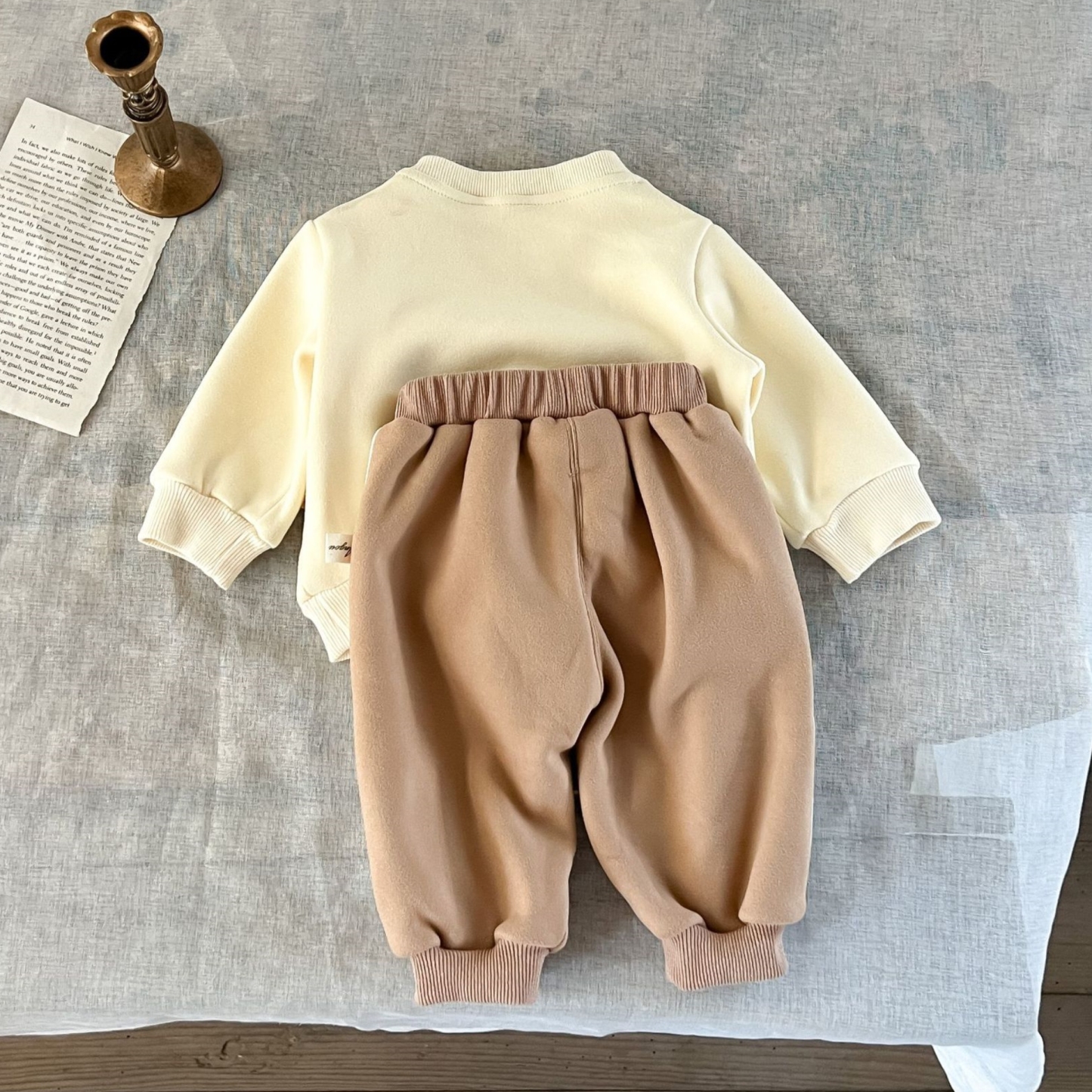Winter Baby Shaker Fleece Bear Graphic Sweatshirt and Pant Set-kissminis