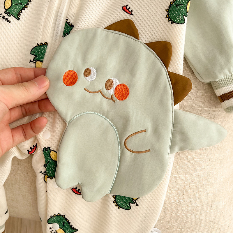Baby Boy/Girl Allover Cute Dinosaurs Pattern Long Sleeve Romper-kissminis