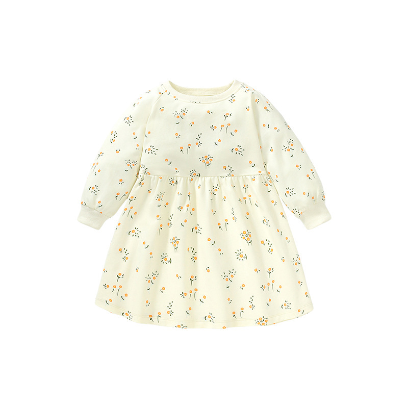 Baby Toddler Girl Allover Floral Pattern Long Sleeve Dress-kissminis
