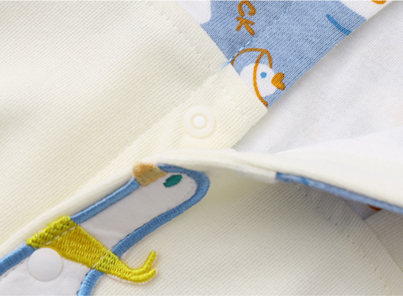 Baby Boy Fake Two Pieces Cute Duck Pattern Long Sleeve Romper-kissminis