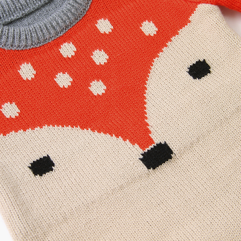 Baby Boy/Girl Cute Fox Design Knitted Long Sleeve Romper-kissminis