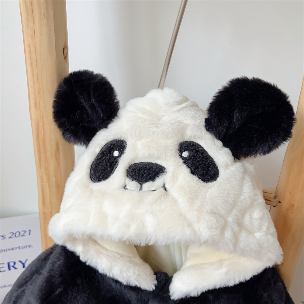 Baby Boy/Girl Cute Panda Design Fluff Long Sleeve Hooded Romper-kissminis