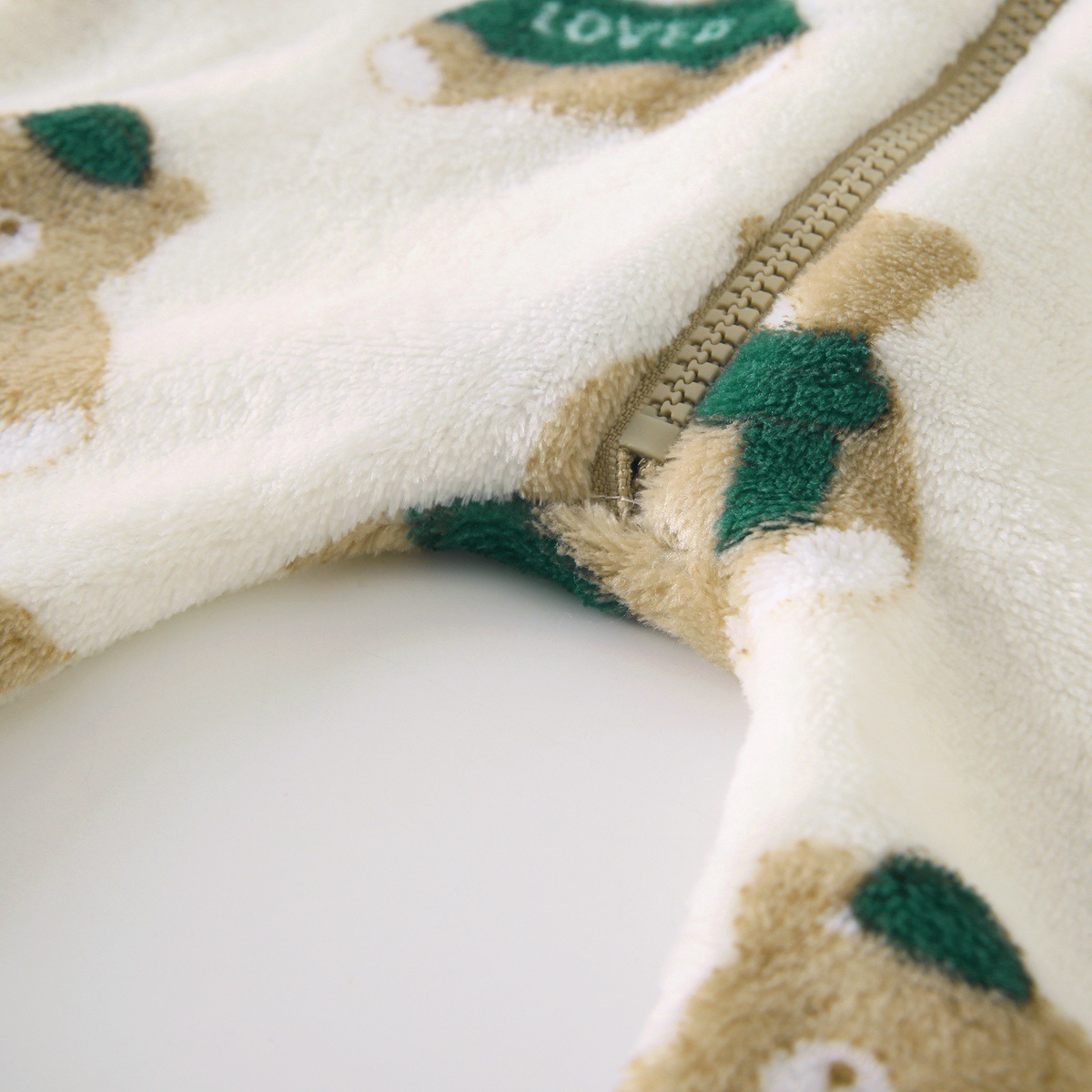 Baby Boy/Girl Winter Fluff Allover Bear Print Long Sleeve Romper-kissminis
