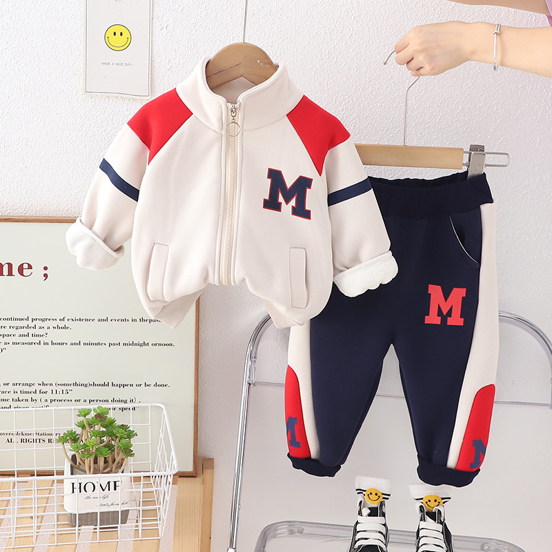 Baby Boy/Girl Letter Print Long Sleeves Sweatshirt Two-Piece Set-kissminis