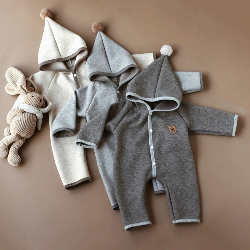 Baby Girl Hooded Warm Lined Romper