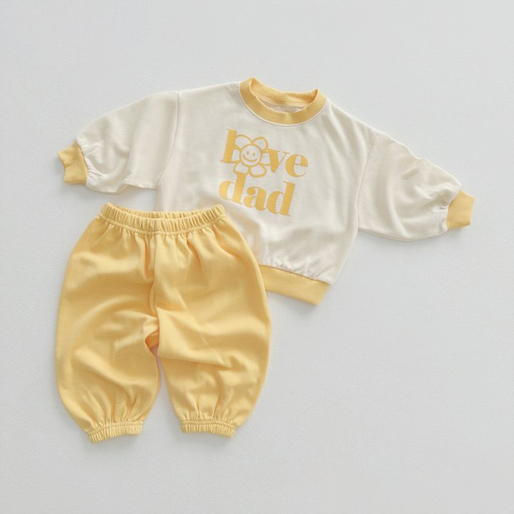 2pcs Baby Pure Cotton Letter Smiley Face Color Matching Sweatshirt and Pants Set-kissminis
