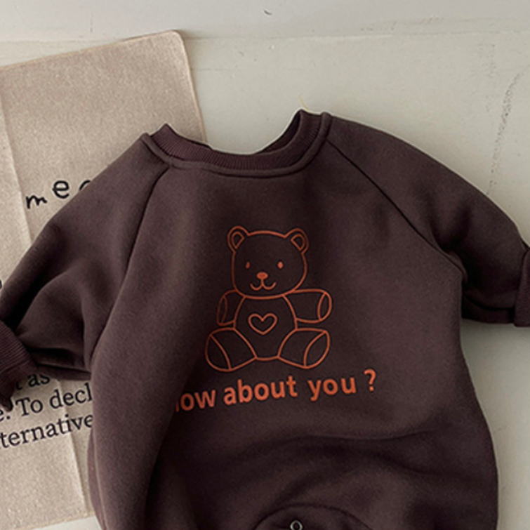 Baby Boy/Girl Bear and Letter Print Long Sleeve Romper