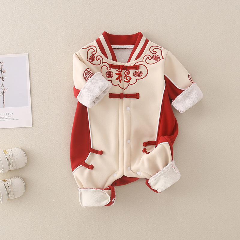 Baby Boy/Girl Famous Ethnic Style Thin Velvet Romper-kissminis