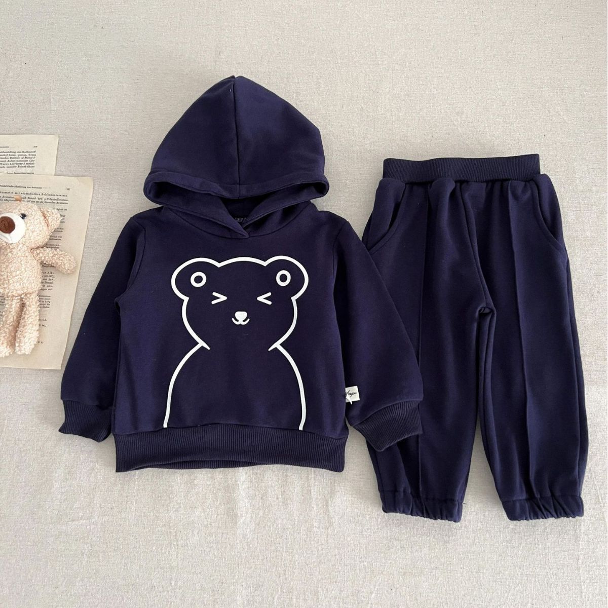 Baby Bear Graphic Hooded Sweatshirt and Pant Set-kissminis