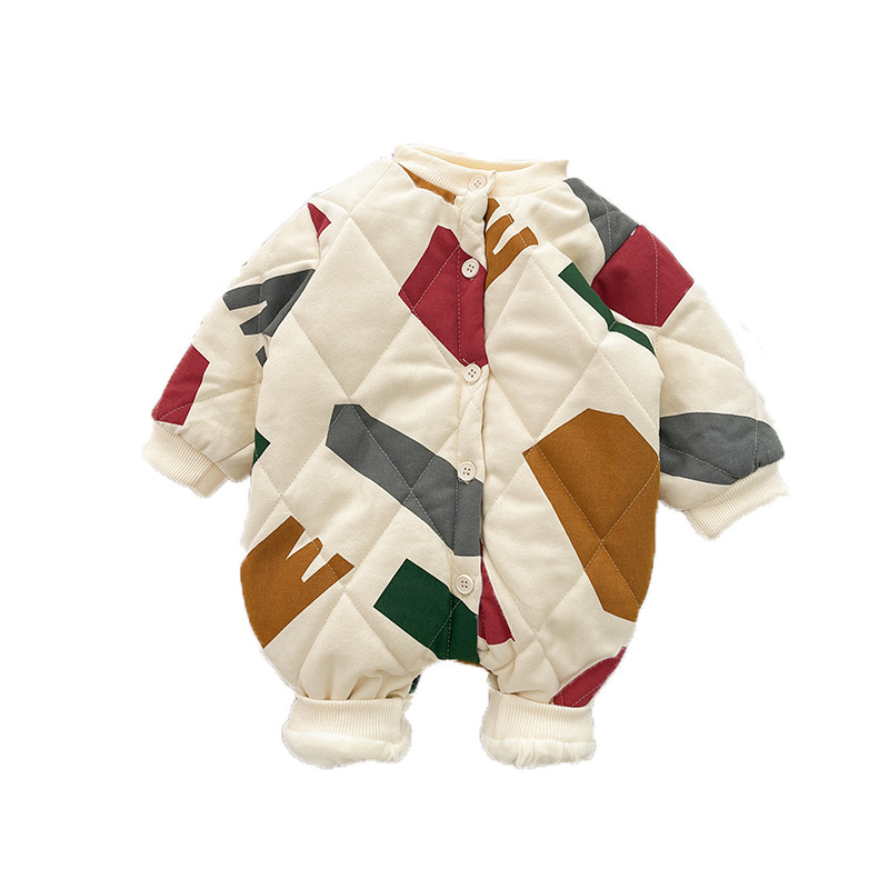 Baby Boy/Girl Winter Thicken Graphic Long Sleeve Romper-kissminis