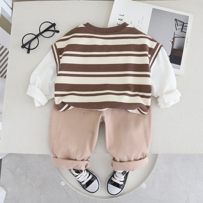 2pcs Toddler Fashion Letter Strip Sweatshirt and Pant Set-kissminis
