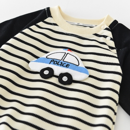 Baby Stripe Car Graphic Romper-kissminis
