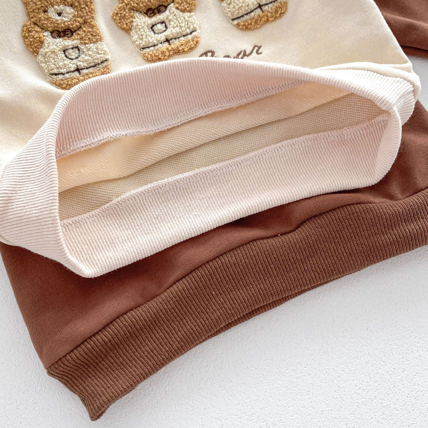 2pcs Baby Boy/Girl Bear Embroidered Long Sleeve Sweatshirt with Pants Set-kissminis