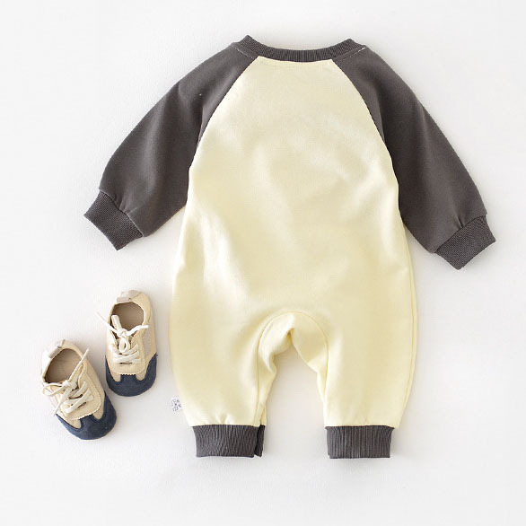 Small Animal Print Baby Solid Color Romper-kissminis