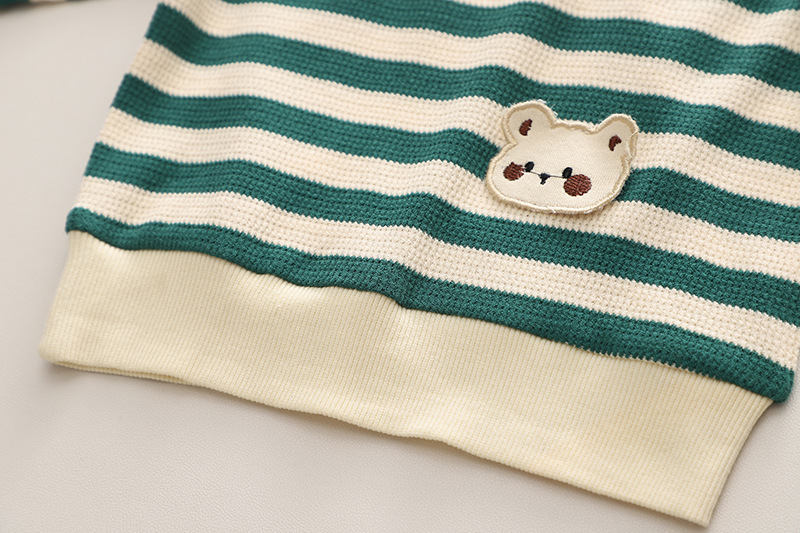 2pcs Toddler Striped and Bear Graphic Sweatshirt and Pant Set-kissminis