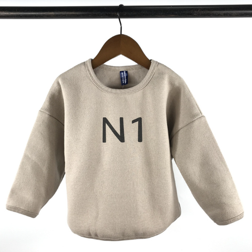 Toddler Boy/Girl Ins Style "N1" Print Solid Color Long Sleeves Sweatshirt-kissminis