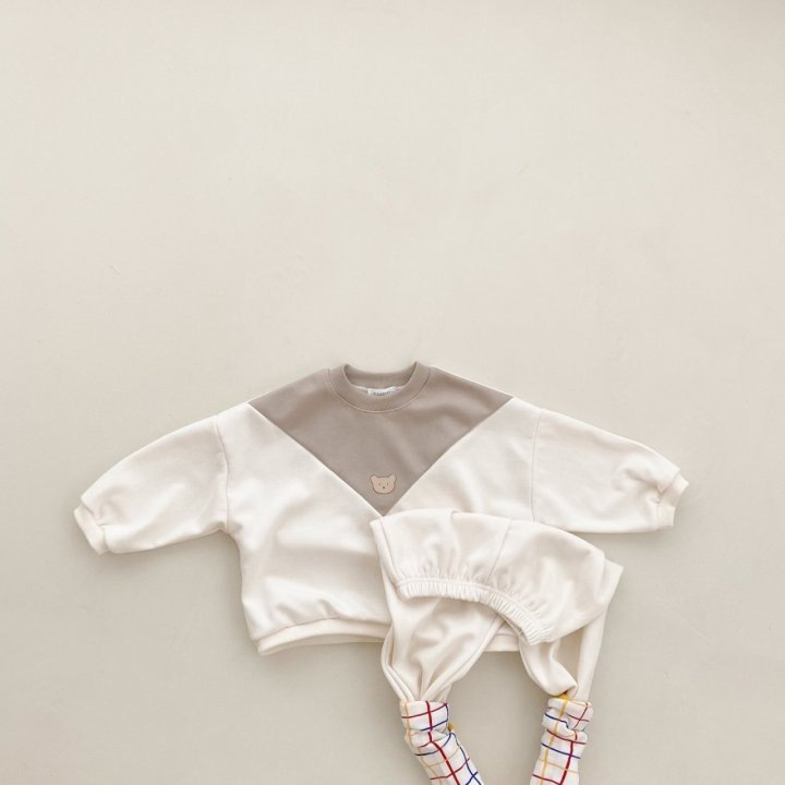 2pcs Toddler Color Clash Bear Graphic Sweatshirt and Pants Set-kissminis