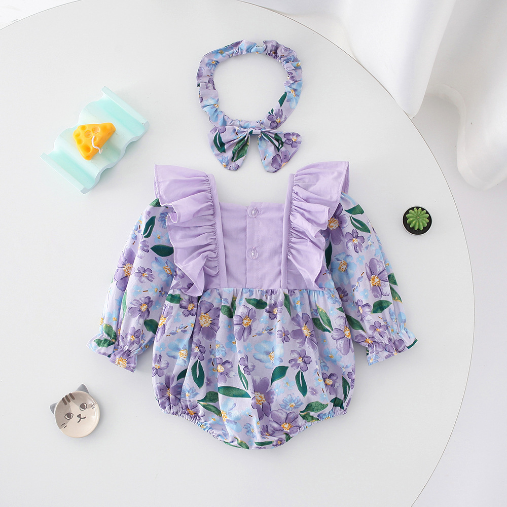 Baby Girl Violet Print Bodysuit-kissminis