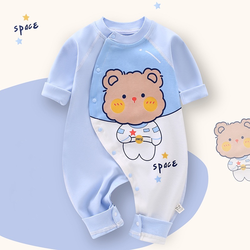 Baby Boy/Girl Space Bear Printed Romper -kissminis