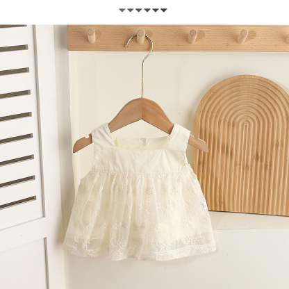 White Sleeveless Lace Adorned Top and Blue Denim 2PCS Shorts Set