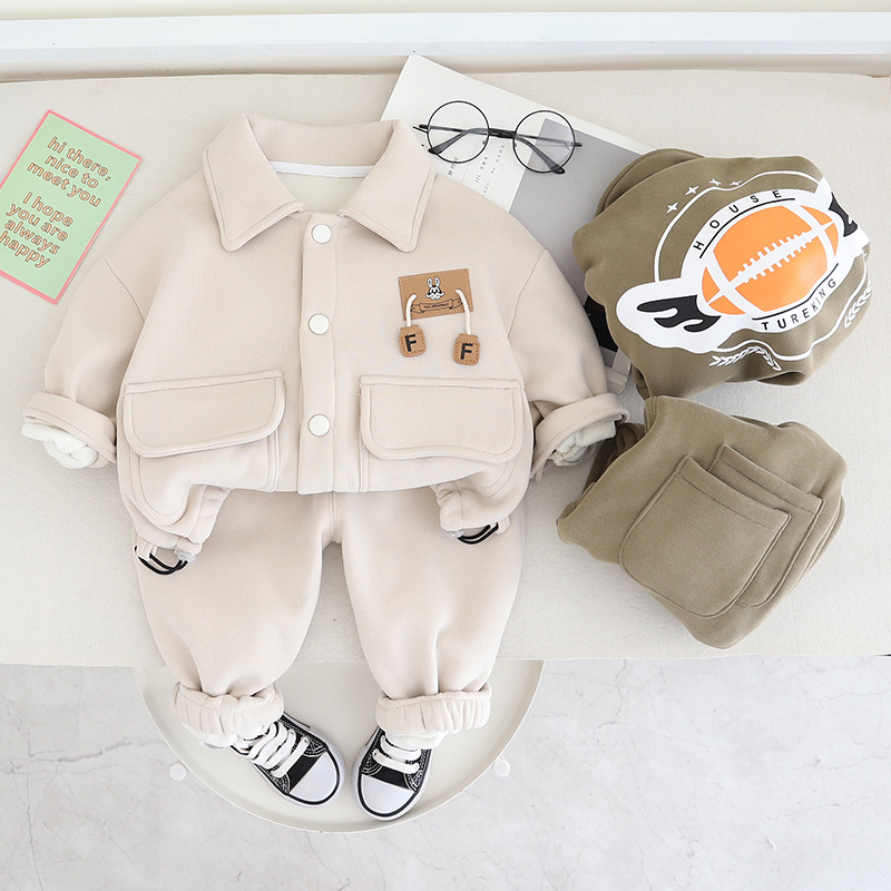 Baby Boy Little Rabbit Solid Color Two-Piece Set-kissminis