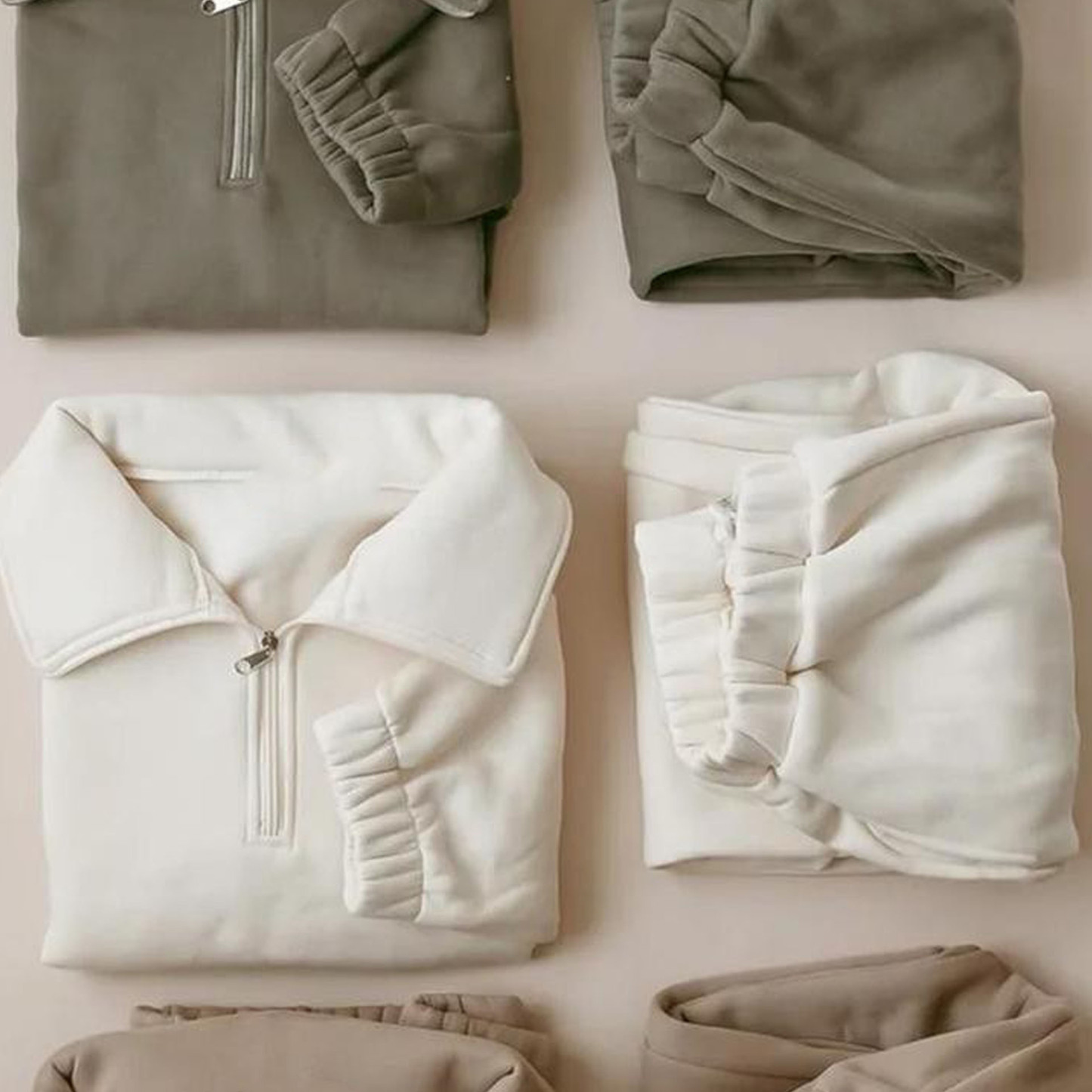 2pcs Baby Boy/Girl Fashion Figh -necked Semi -zipper Long Sleeves Sweatshirt and Pants Set-kissminis