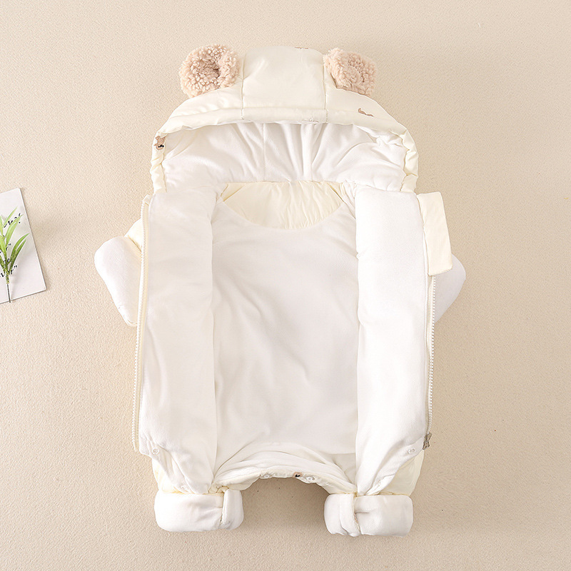 Baby Cute Bear Graphic Winter Snowsuit Thicken Zippered Long Sleeve Romper-kissminis
