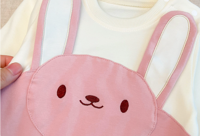 Baby Girl Cute Rabbit Design Long Sleeve Romper and Hat Set-kissminis