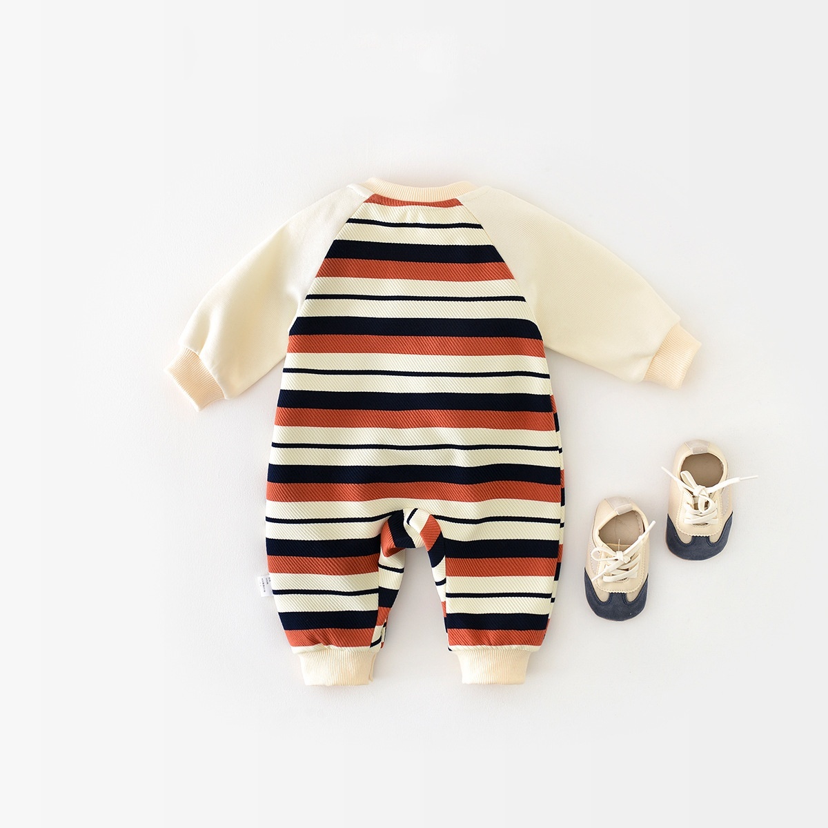 Baby Striped Elephant Pattern Romper-kissminis