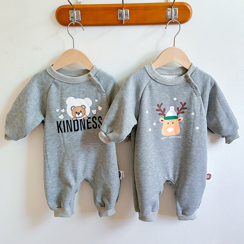 Baby Boy/Girl Cute Christmas Style Single Breasted Long Sleeve Romper-kissminis