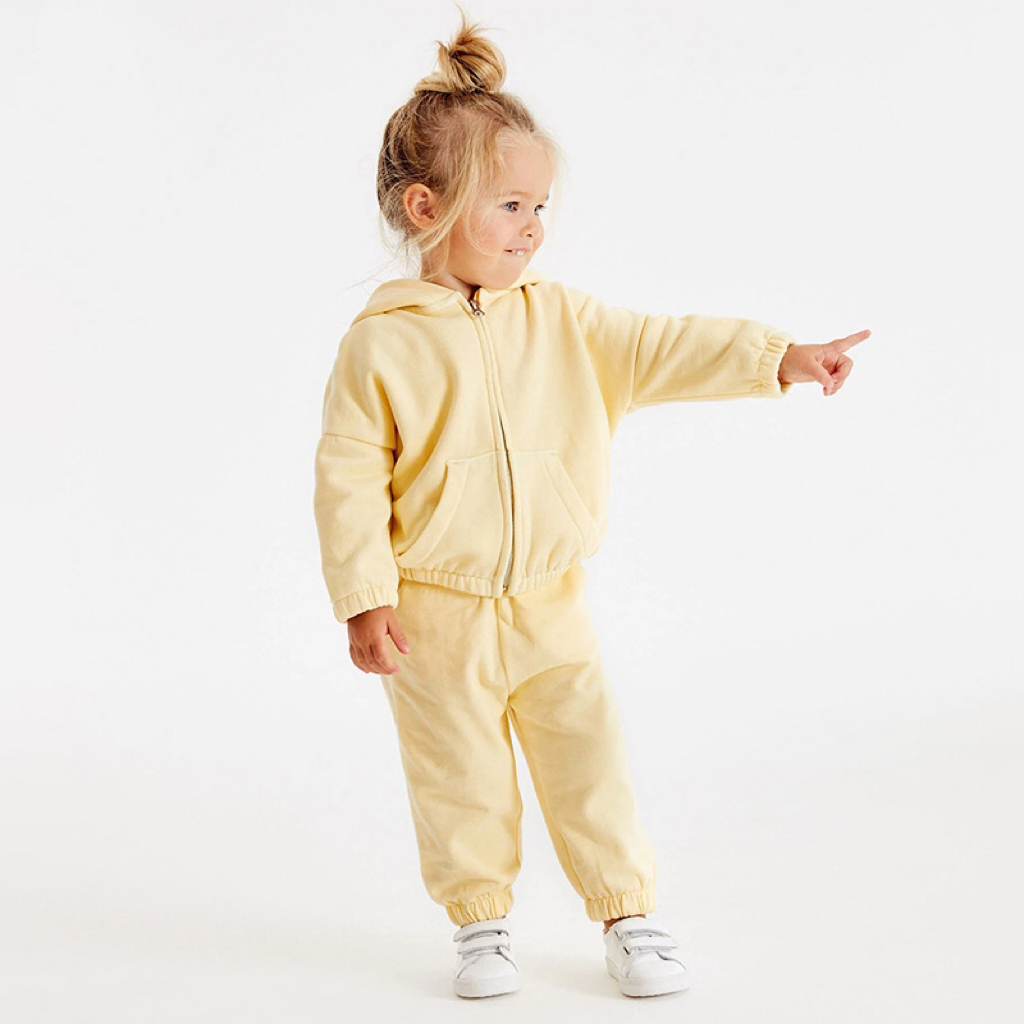 2pcs Toddler Girl Bear Ear Design Solid Color Long Sleeve Sweatshirt and Pants Set-kissminis