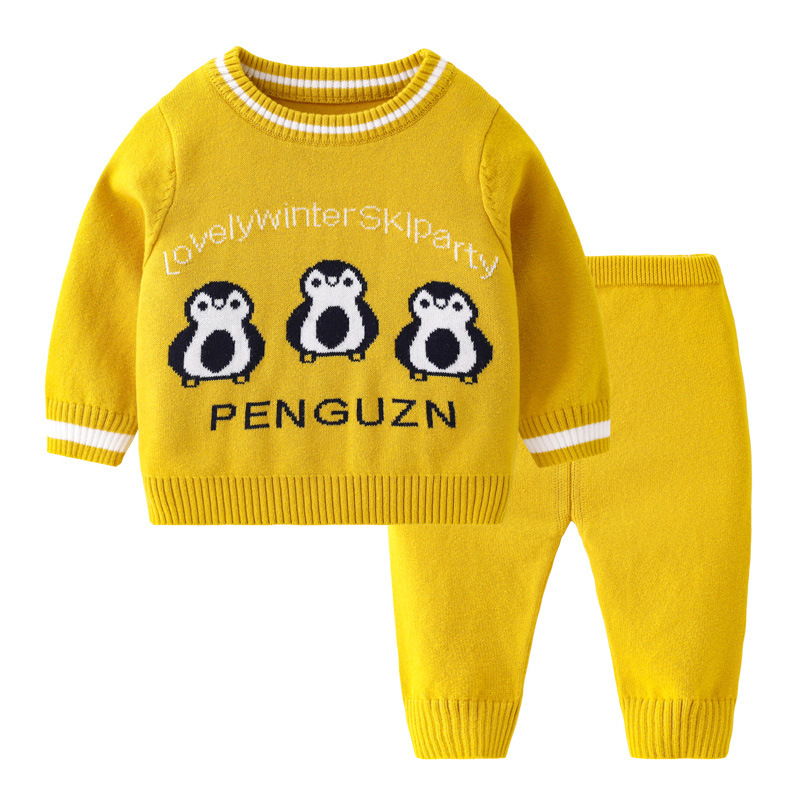 2pcs Baby Toddler Boys & Girls Cute Cartoon Graphic and Letter Print Knit Tops and Pants Set-kissminis