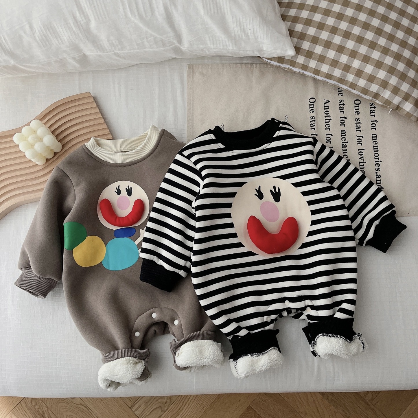 Baby Boy/Girl Cute Caterpillar Pattern Solid Color Striped Long Sleeve Romper-kissminis