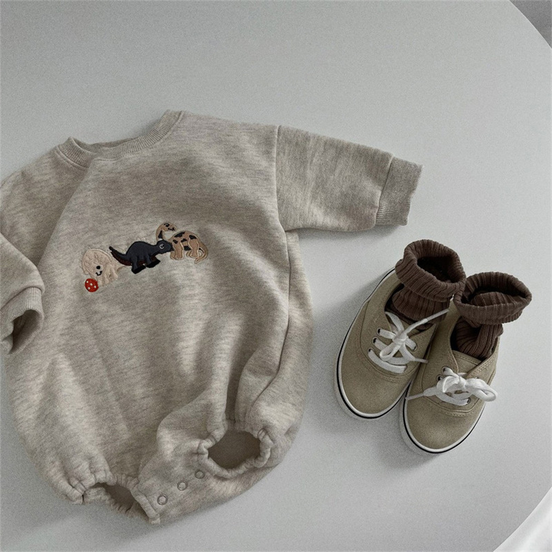 Baby Boy/Girl Cute Dinosaurs Pattern Long Sleeve Bodysuit-kissminis