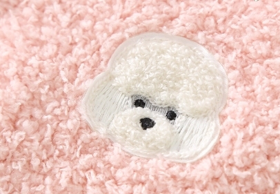 Baby Boy/Girl Winter Cute Dog Embroidery Solid Color Fluff Long Sleeve Romper-kissminis