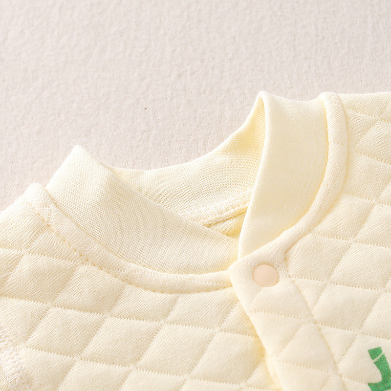 Baby Boy & Girl Winter Cute Cartoon and Letter Print Single Breasted Thicken Long Sleeve Romper-kissminis