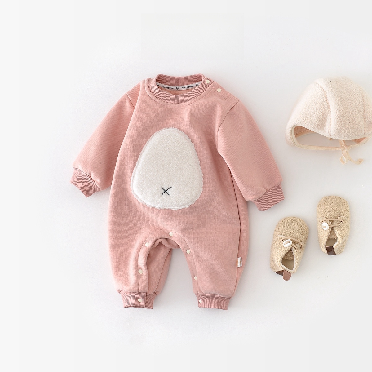 Winter Fleece Baby Solid Color Romper-kissminis