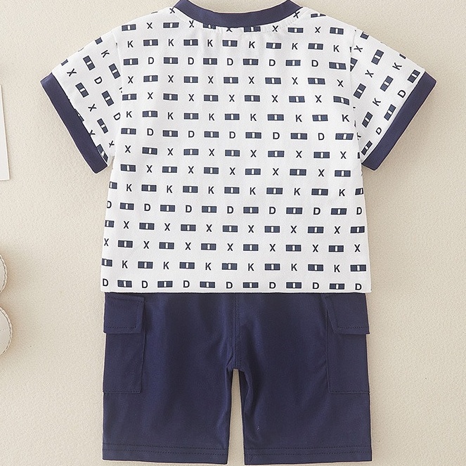 2pcs Baby Boy Monogram Print T-shirt with Pant Set-kissminis