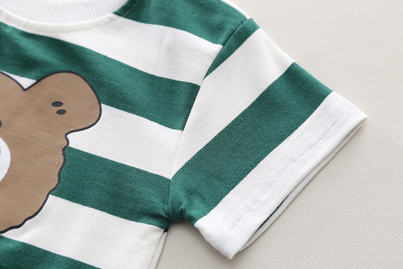 2pcs Baby Striped Bear T-shirt with Denim Pants Set -kissminis