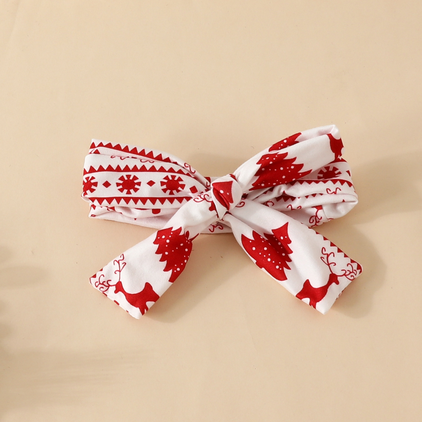 2pcs Newborn Baby Girl Christmas Deer and Pine Print Long Sleeve Romper with Hairband Set-kissminis