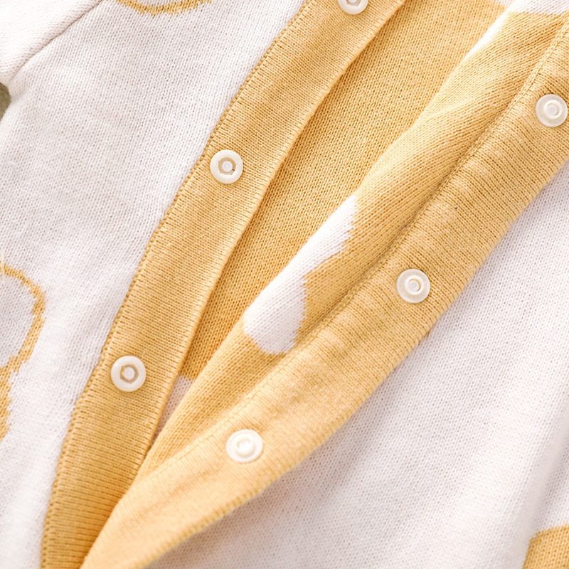 BabyGirl Allover Cute Rabbit Long Sleeve Ribbed Knit Romper-kissminis