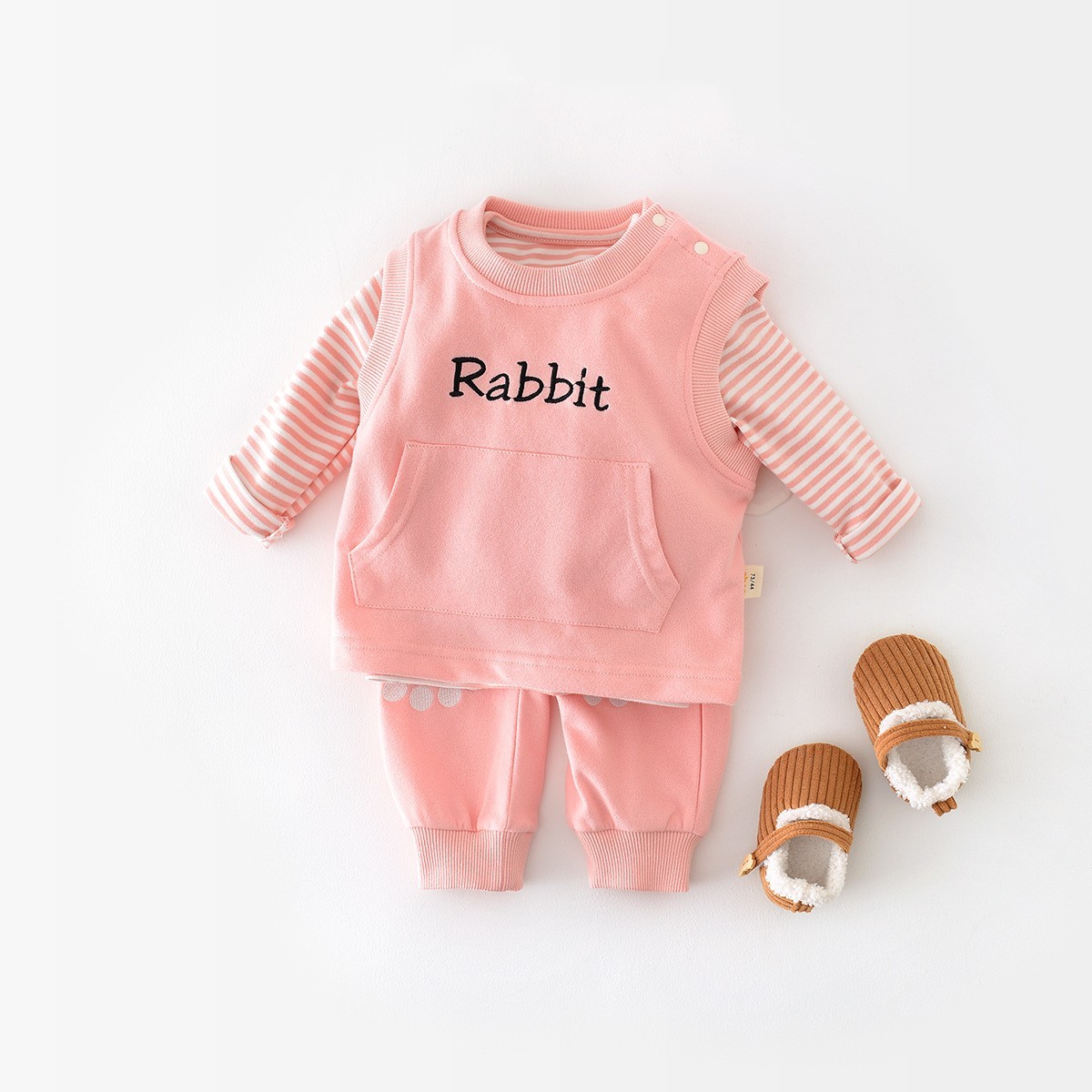 2pcs Baby Girl/Boy Simple Letter Tank Top & Pants Set-kissminis