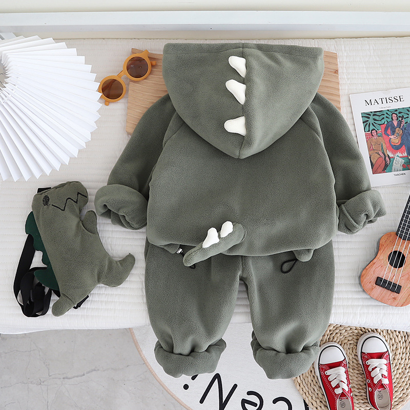 Toddler Boy/Girl Tail Dinosaur Design Plush Three Piece Set-kissminis