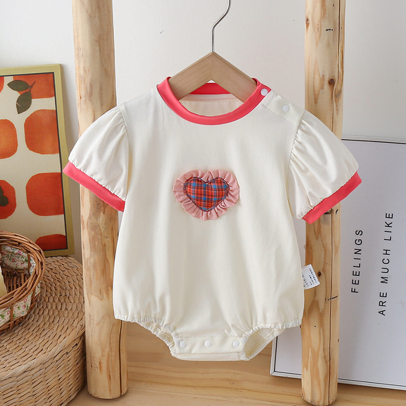 Baby Girl Heart Print Bodysuit-kissminis